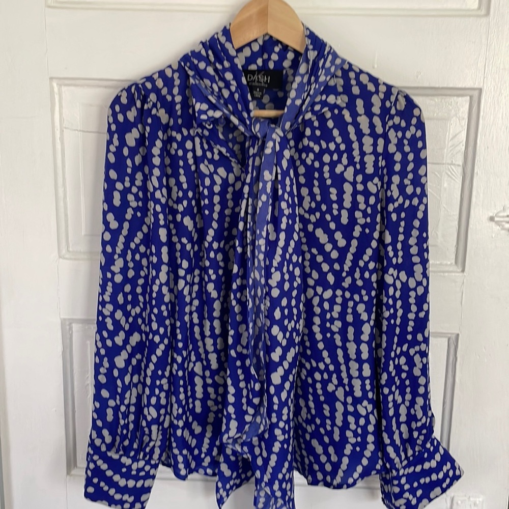 Royal blue DASH print blouse by Kardashian